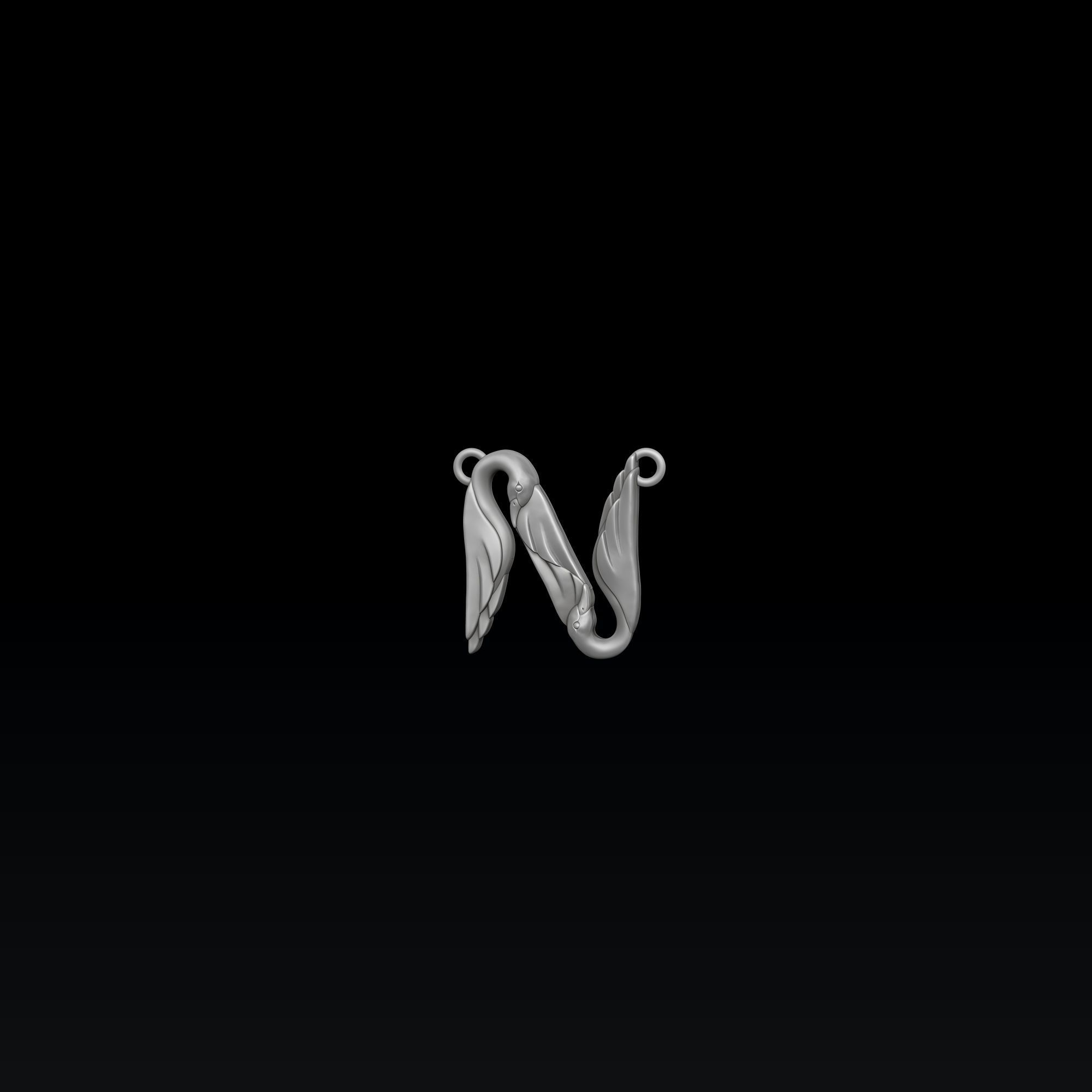 Bird Letter N Pendant 3D print model_2