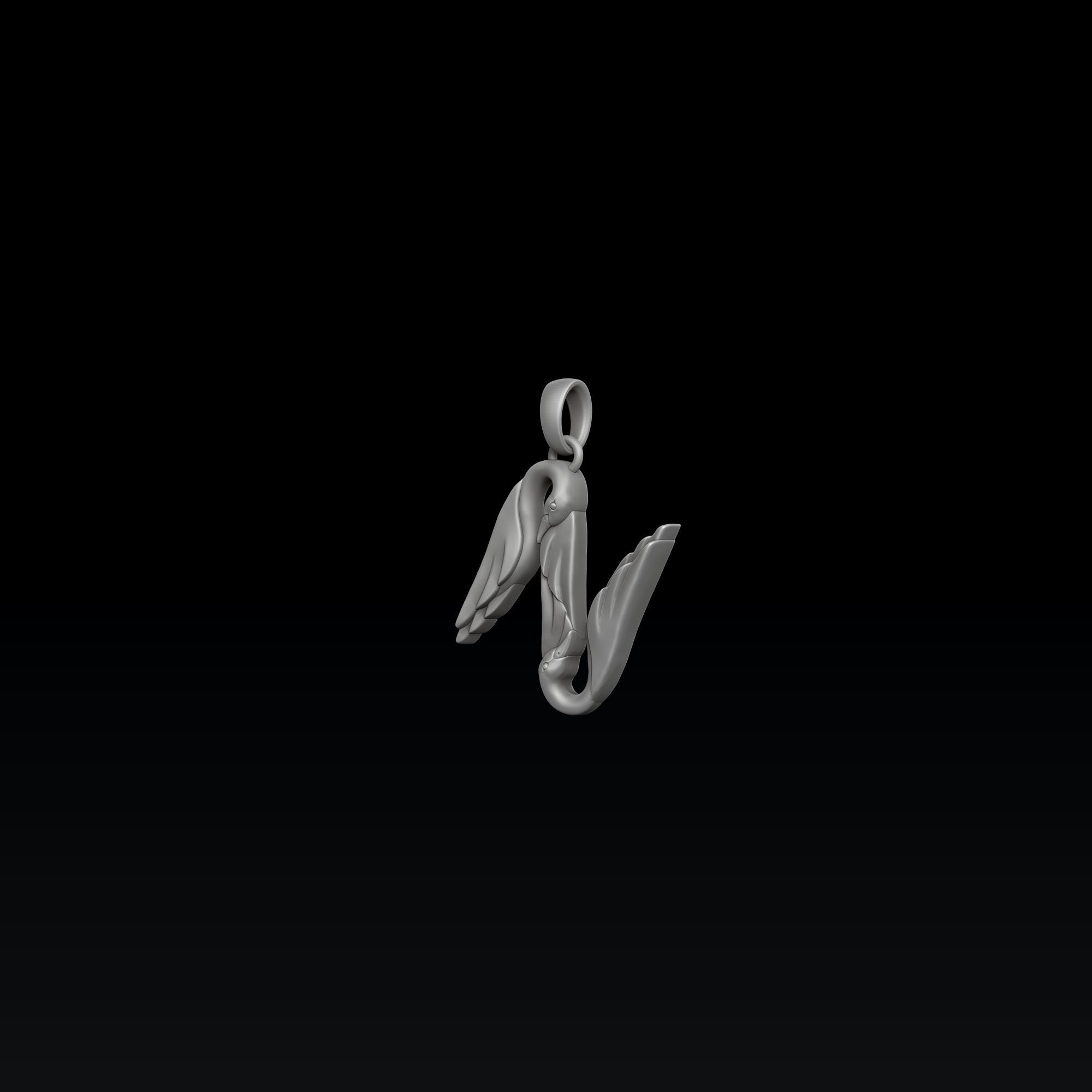 Bird Letter N Pendant 3D print model_4