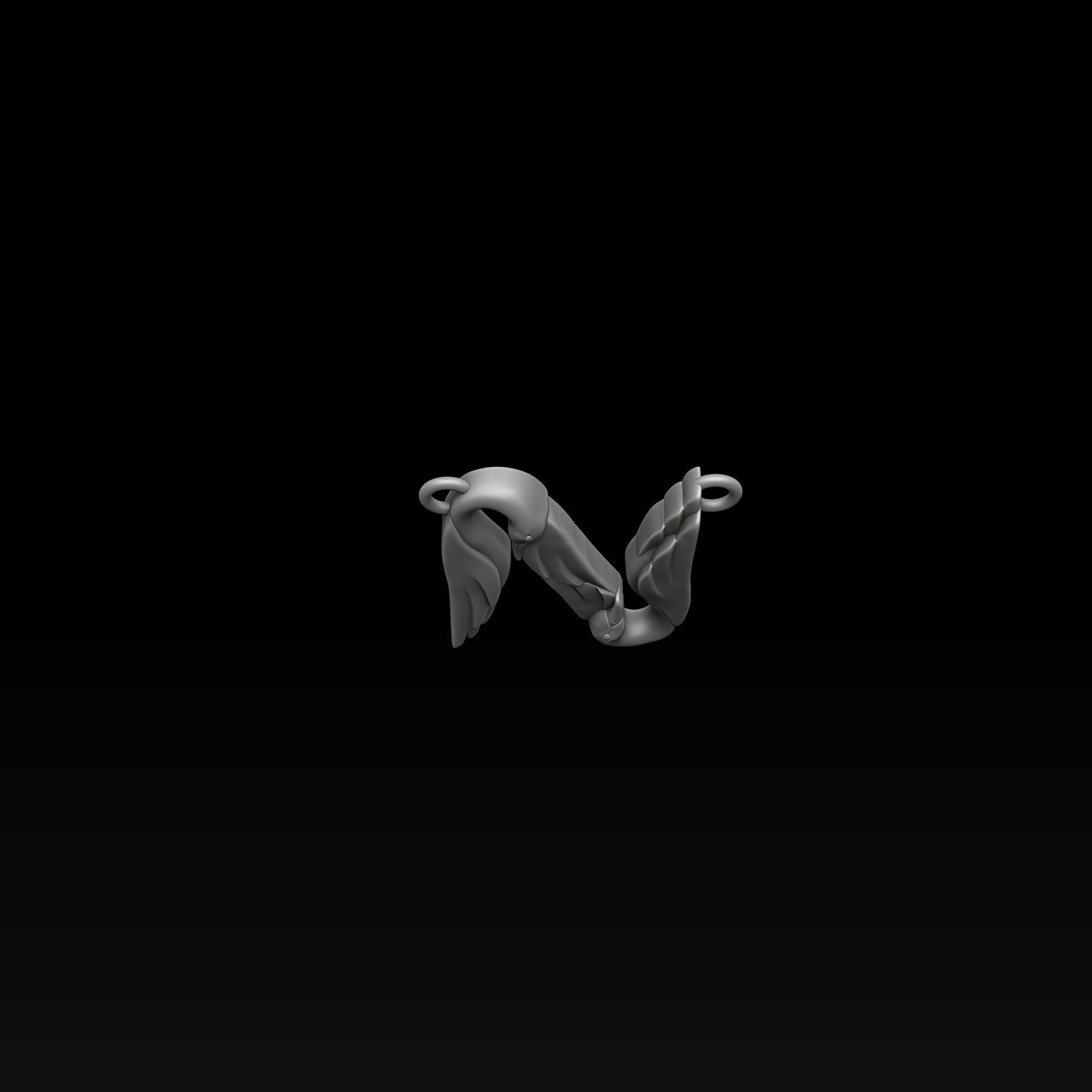 Bird Letter N Pendant 3D print model_7