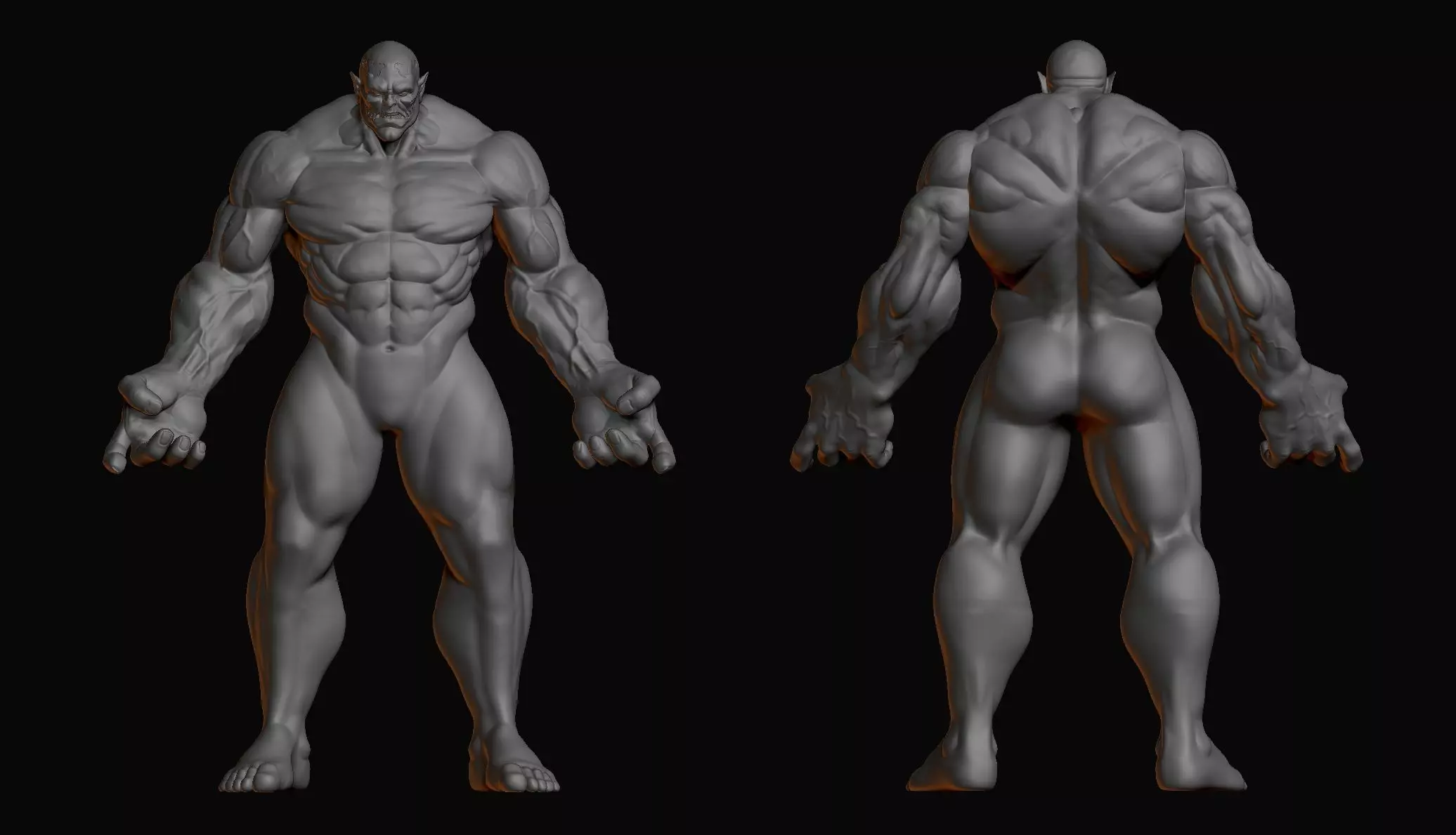 Cyborg Orc Full Body Muscular Pose 3D print model_0