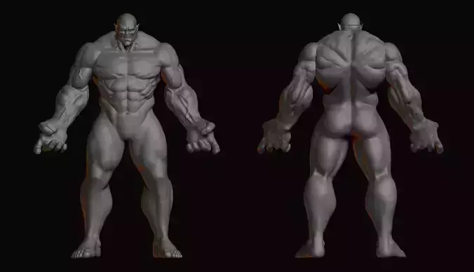 Cyborg Orc Full Body Muscular Pose 3D print model