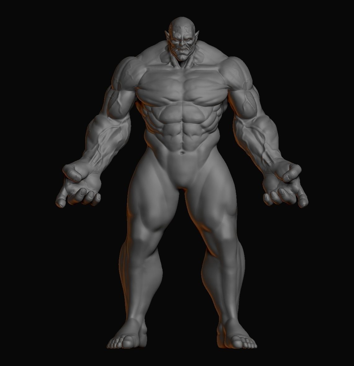 Cyborg Orc Full Body Muscular Pose 3D print model_1