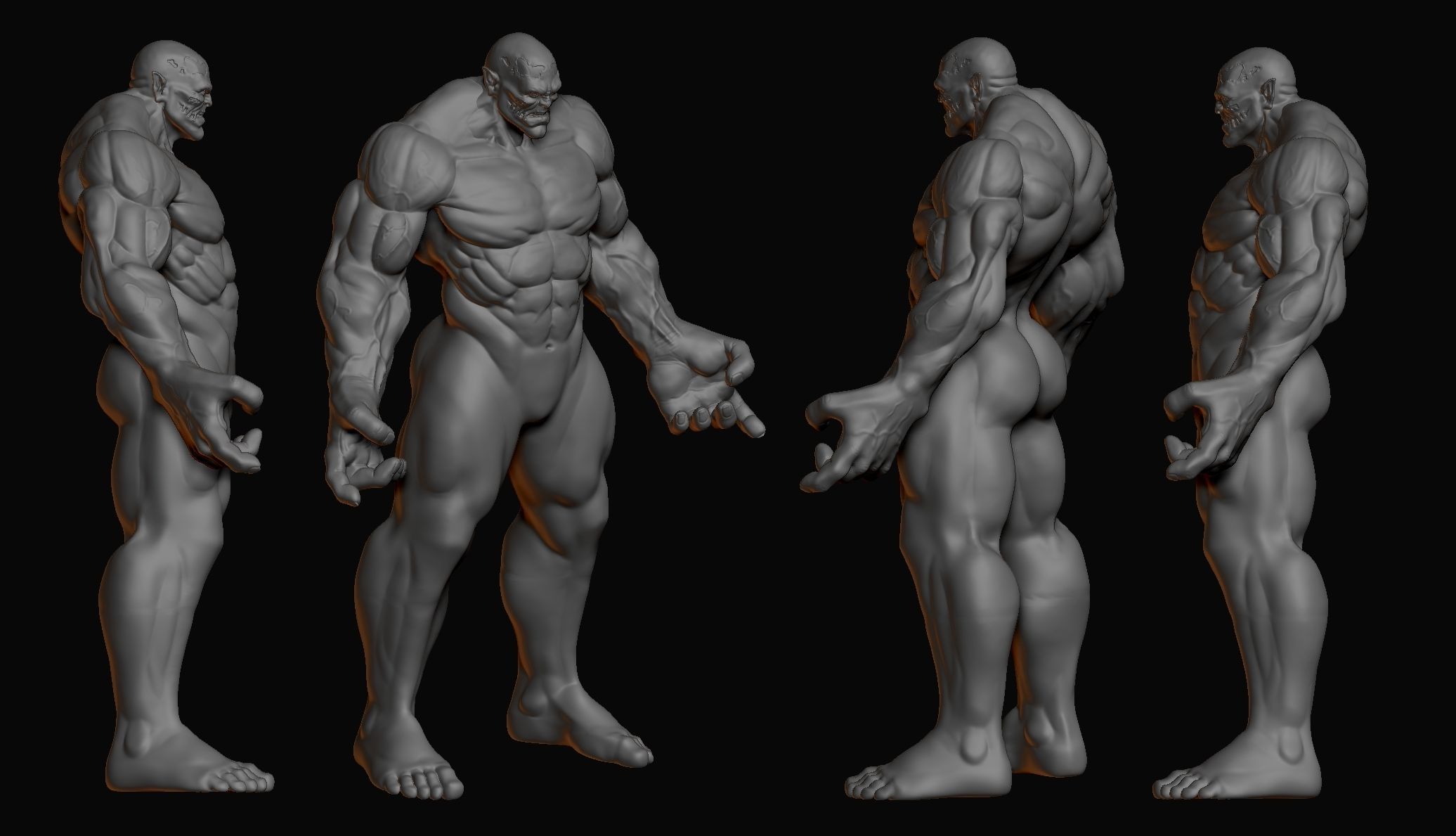 Cyborg Orc Full Body Muscular Pose 3D print model_2