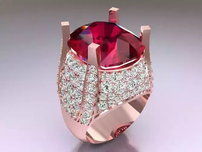 Oval stone ring - N3992