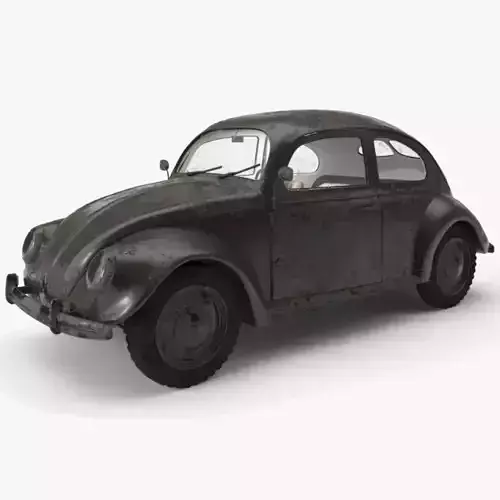 VW Style Beetle Bug  Old Rusty WW2 Wrecked Car Low-poly 3D model