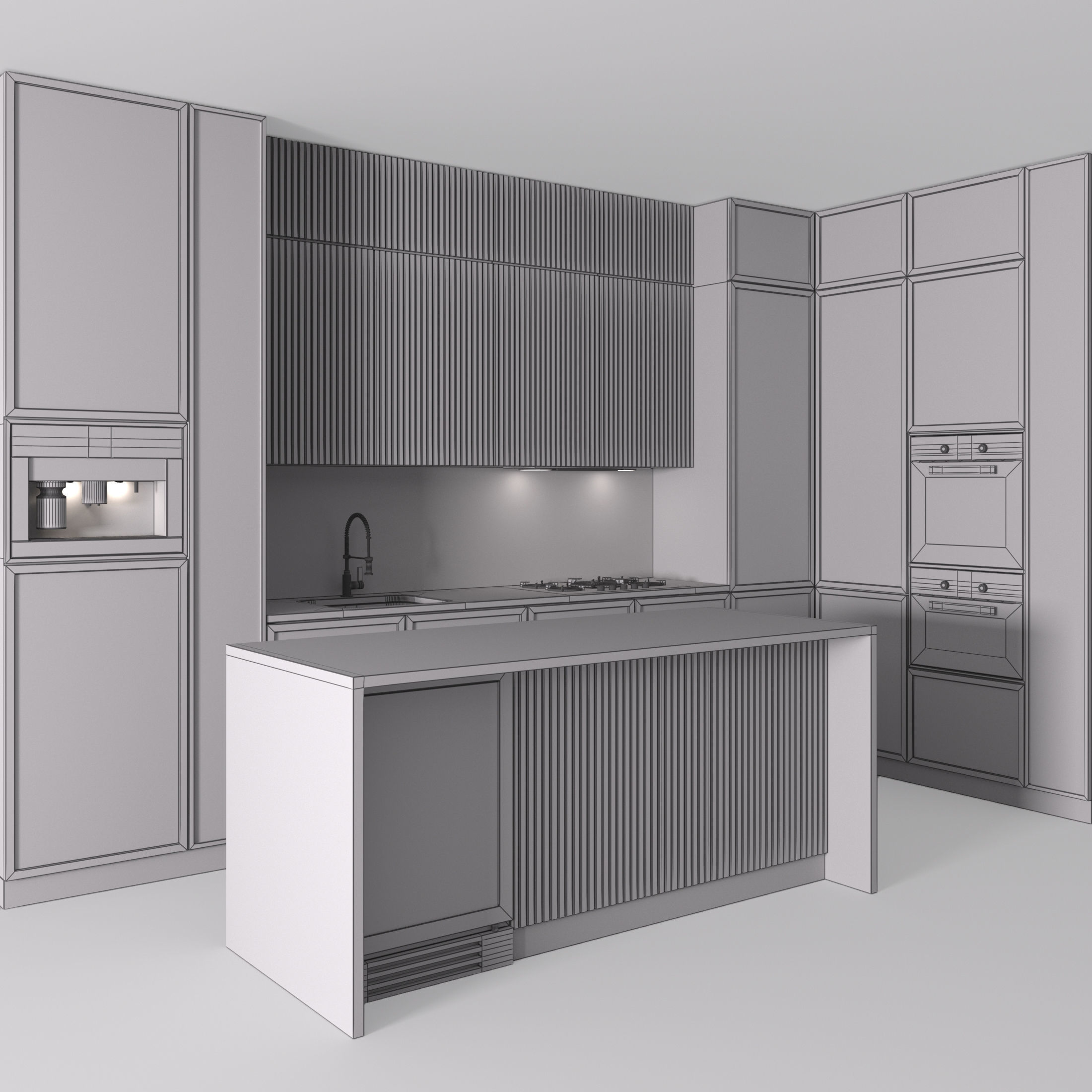 Kitchen Modern 23 - Corner Kitchen 3D model_4