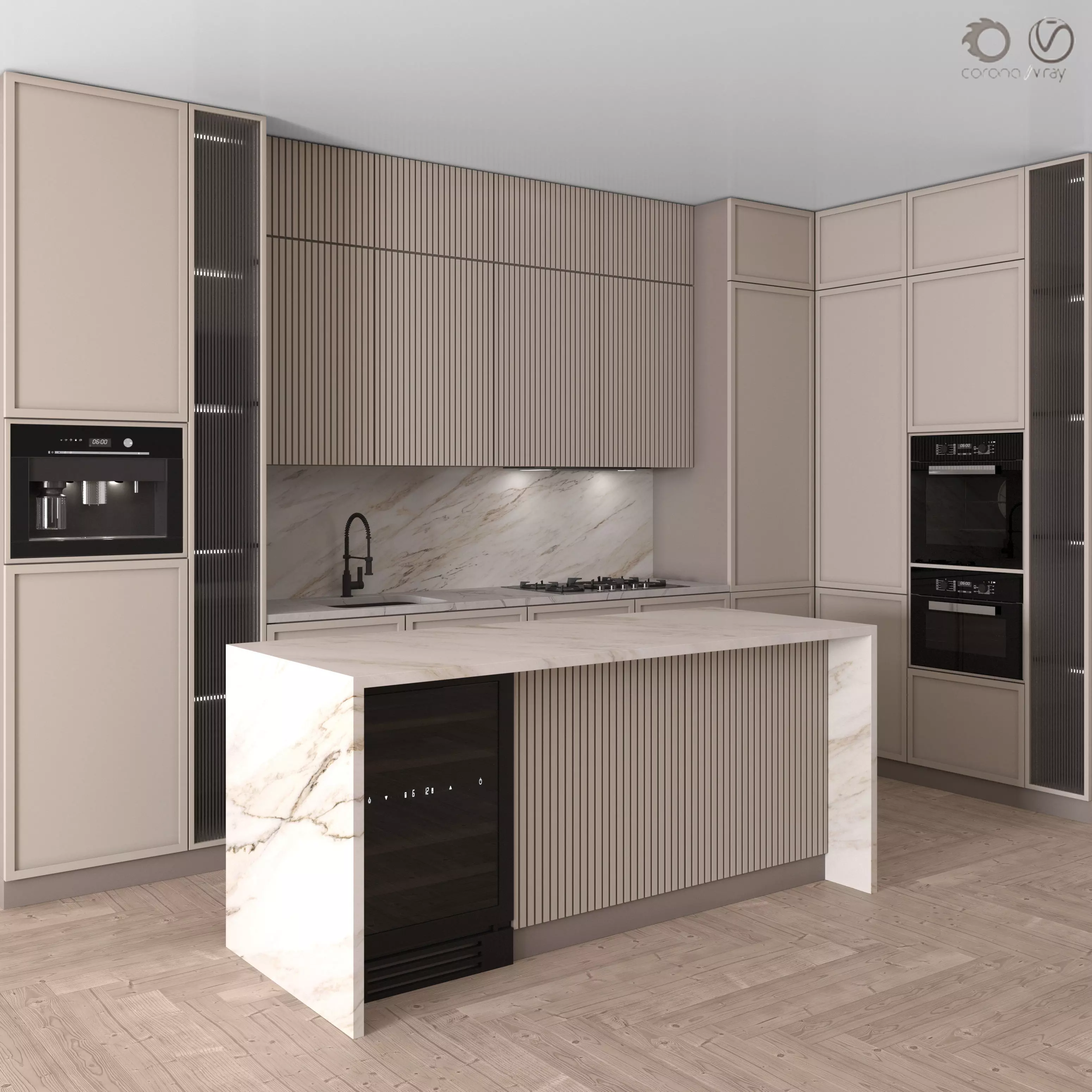 Kitchen Modern 23 - Corner Kitchen 3D model_0
