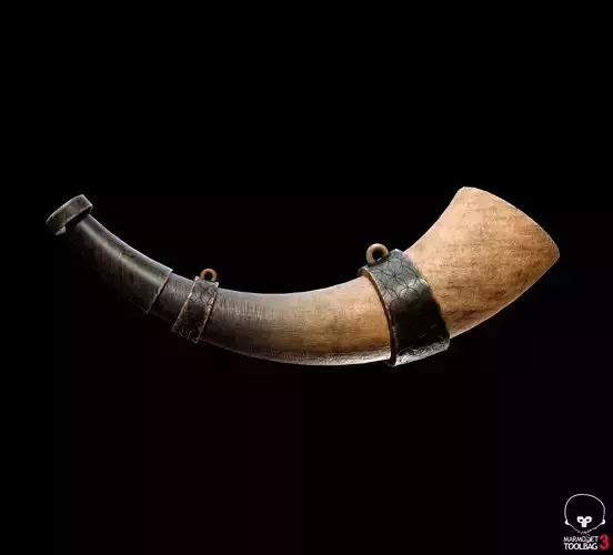 3D Horn wooden pipe Low-poly 3D model