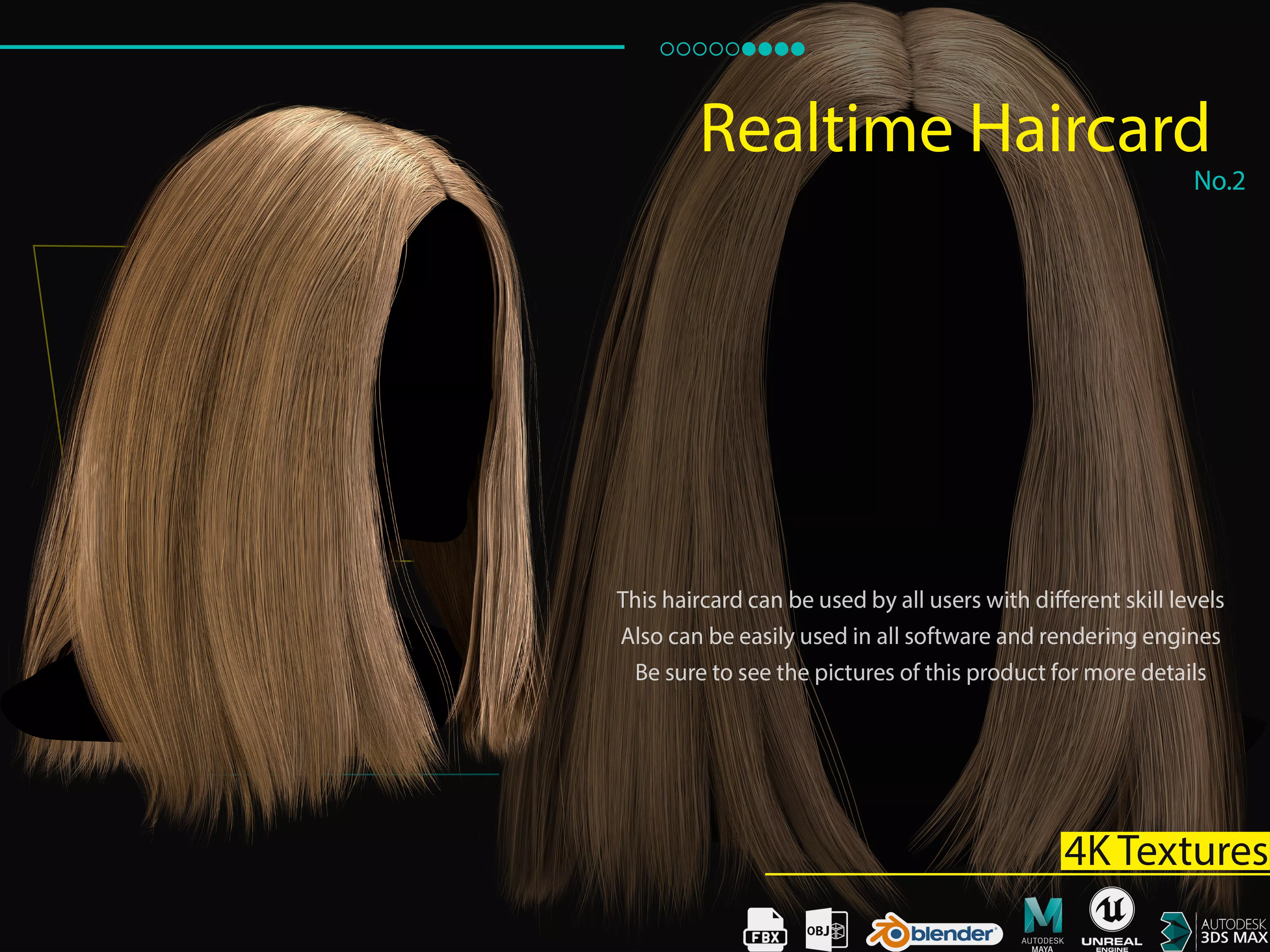 Realtime Haircard No2 Low-poly 3D model