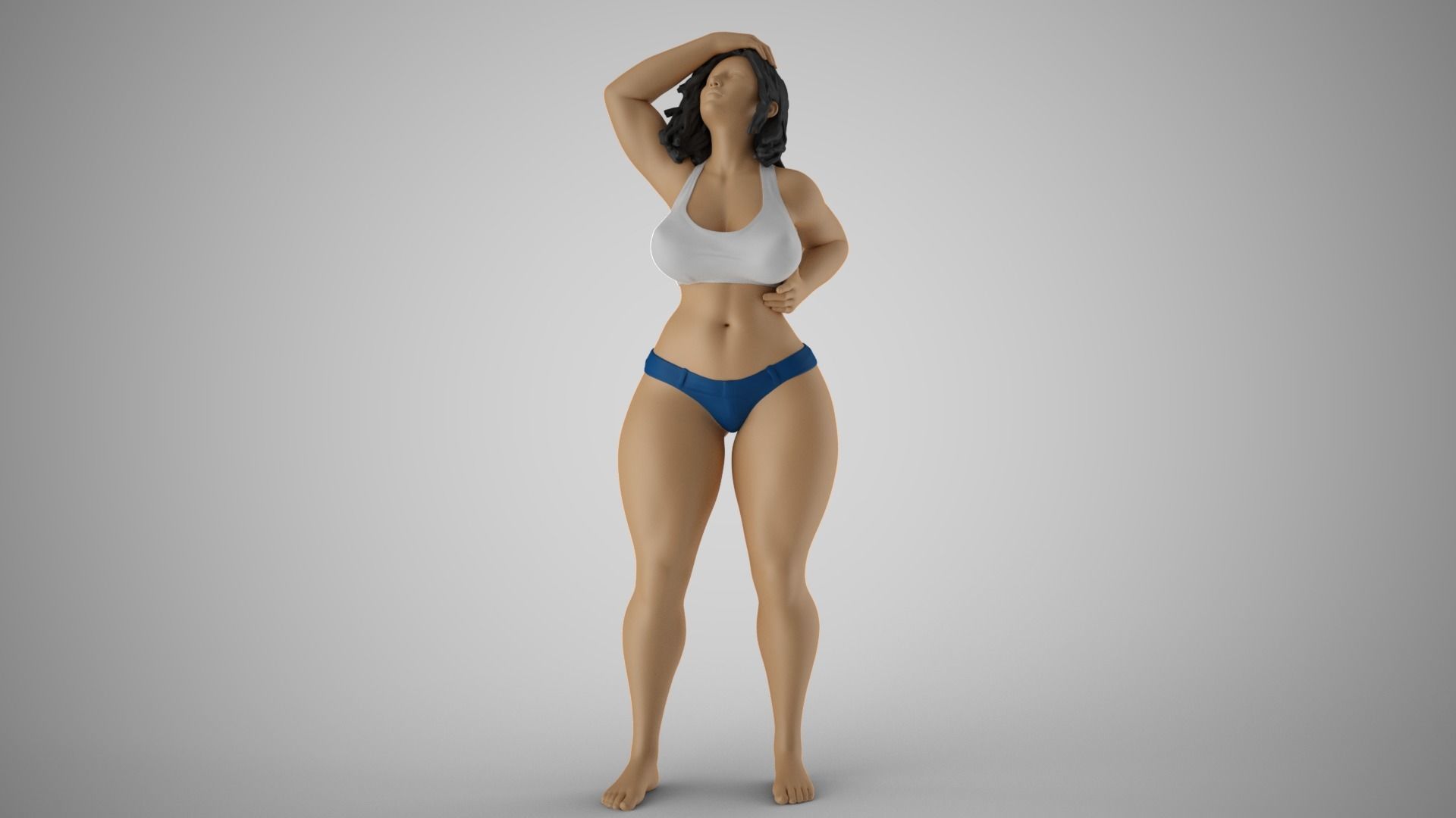 Sunstroke woman in bikini 3D print model_11