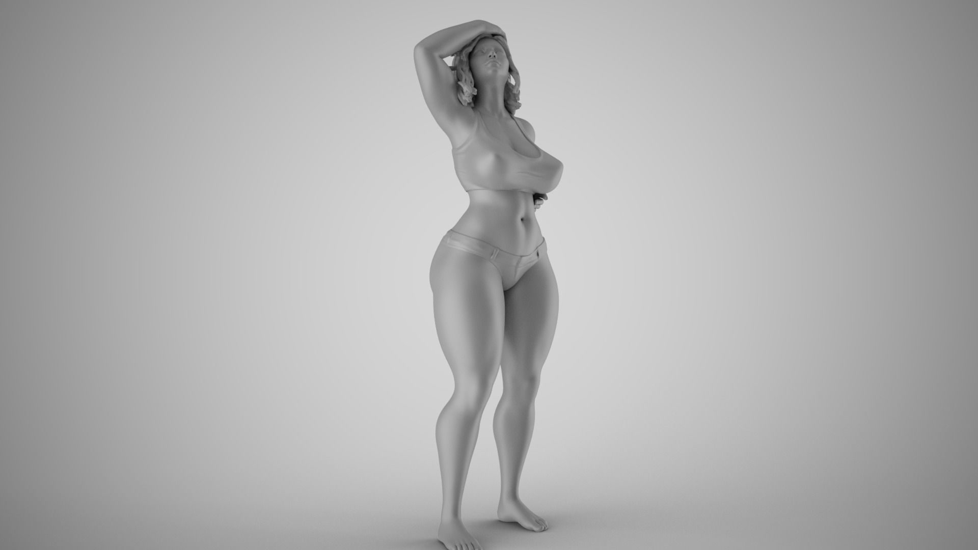 Sunstroke woman in bikini 3D print model_2