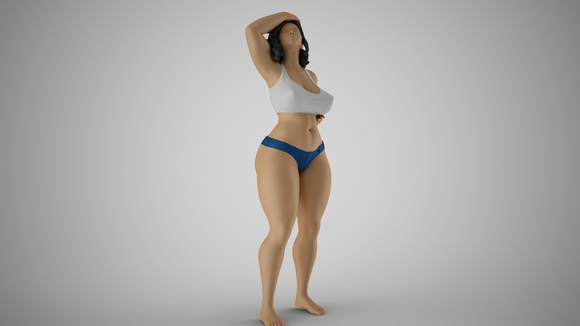 Sunstroke woman in bikini 3D print model_4