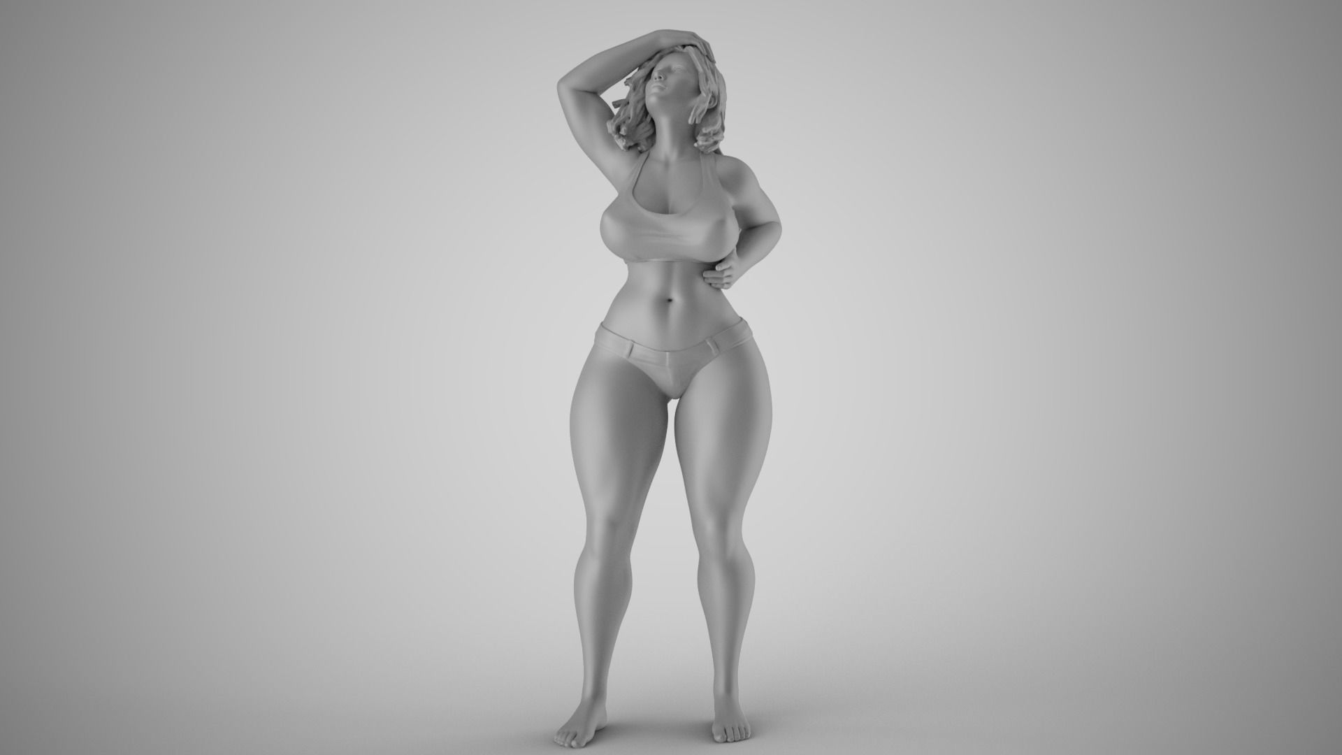 Sunstroke woman in bikini 3D print model_1