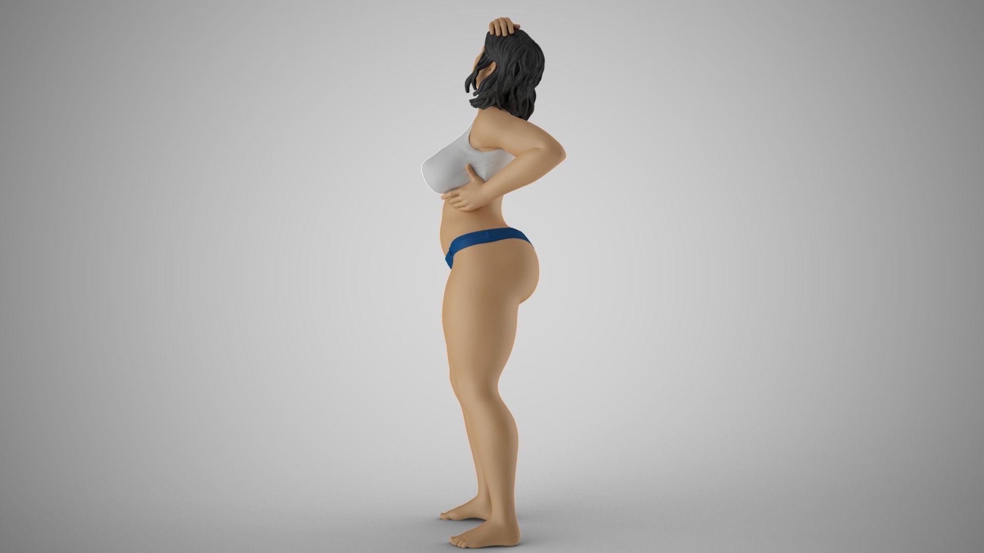 Sunstroke woman in bikini 3D print model_9