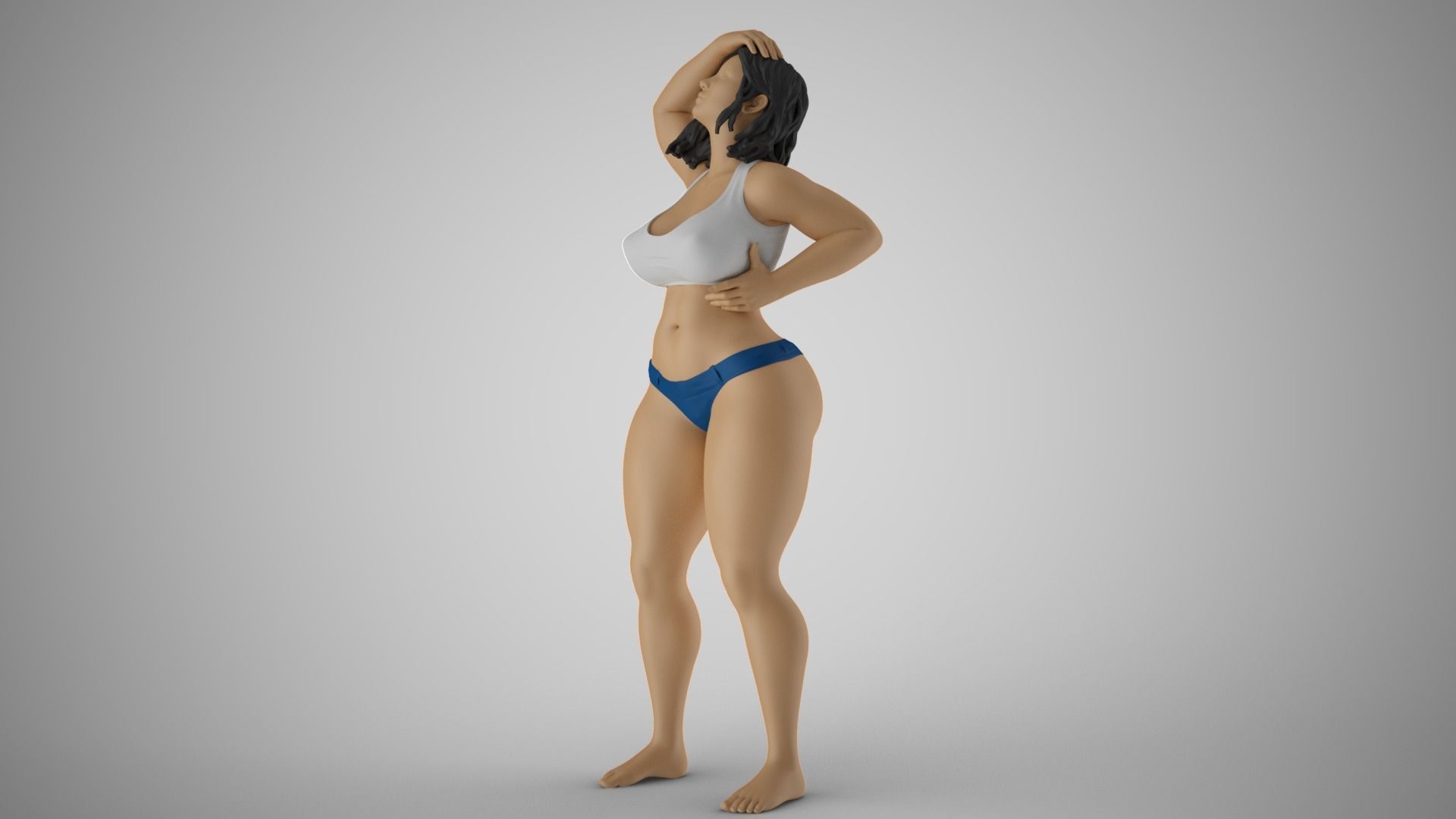 Sunstroke woman in bikini 3D print model_10