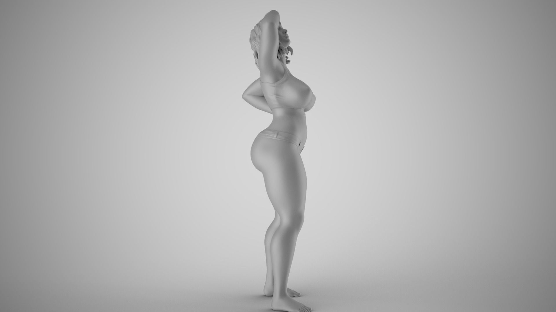 Sunstroke woman in bikini 3D print model_3