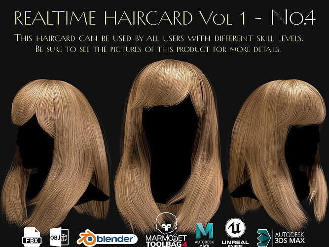 Realtime Haircard Vol 1 - No4 Low-poly 3D model