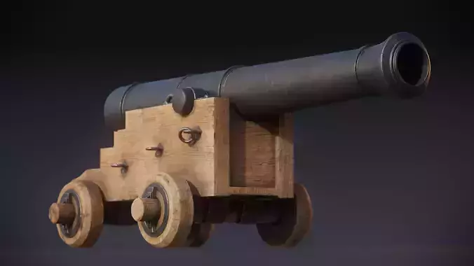 Heavy Ship Cannon 17th Century Low-poly 3D model