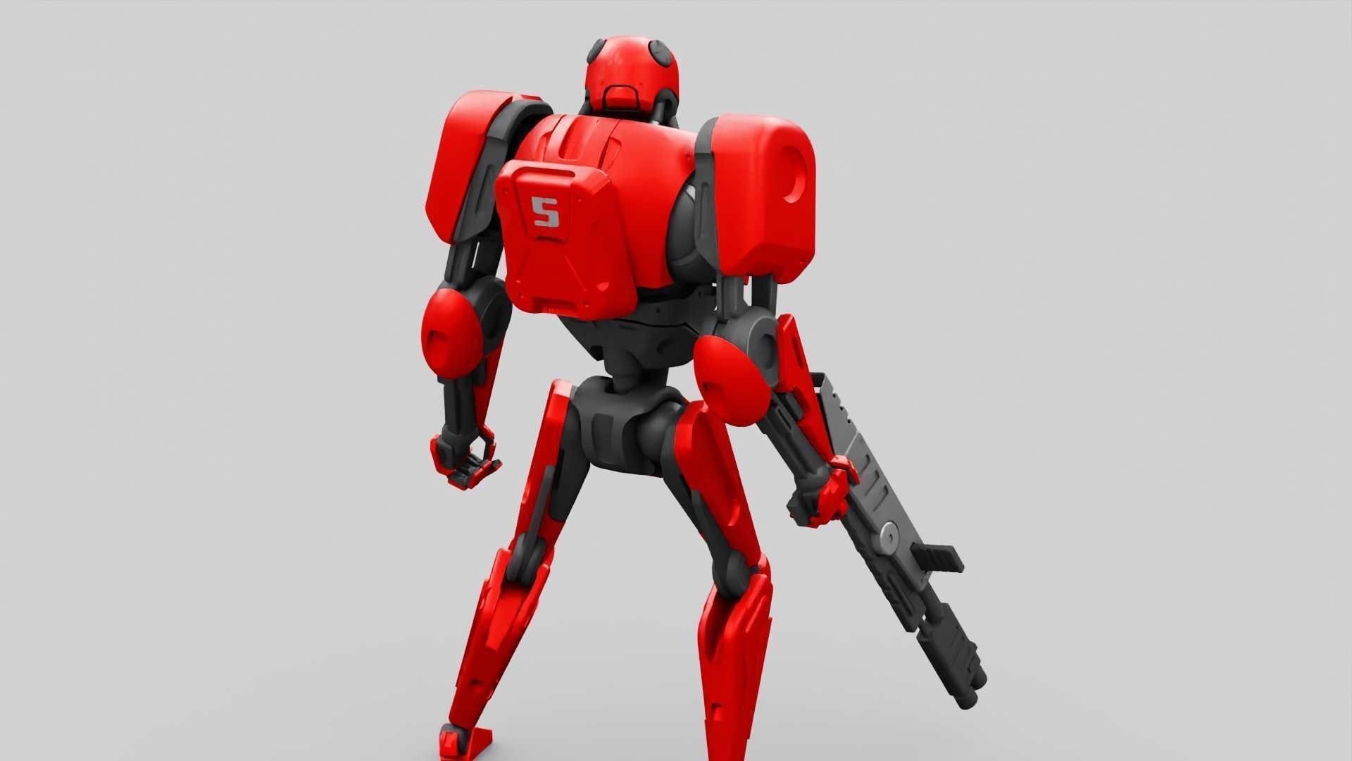 BATTLE DROID ARES RIGGED 3D model_14