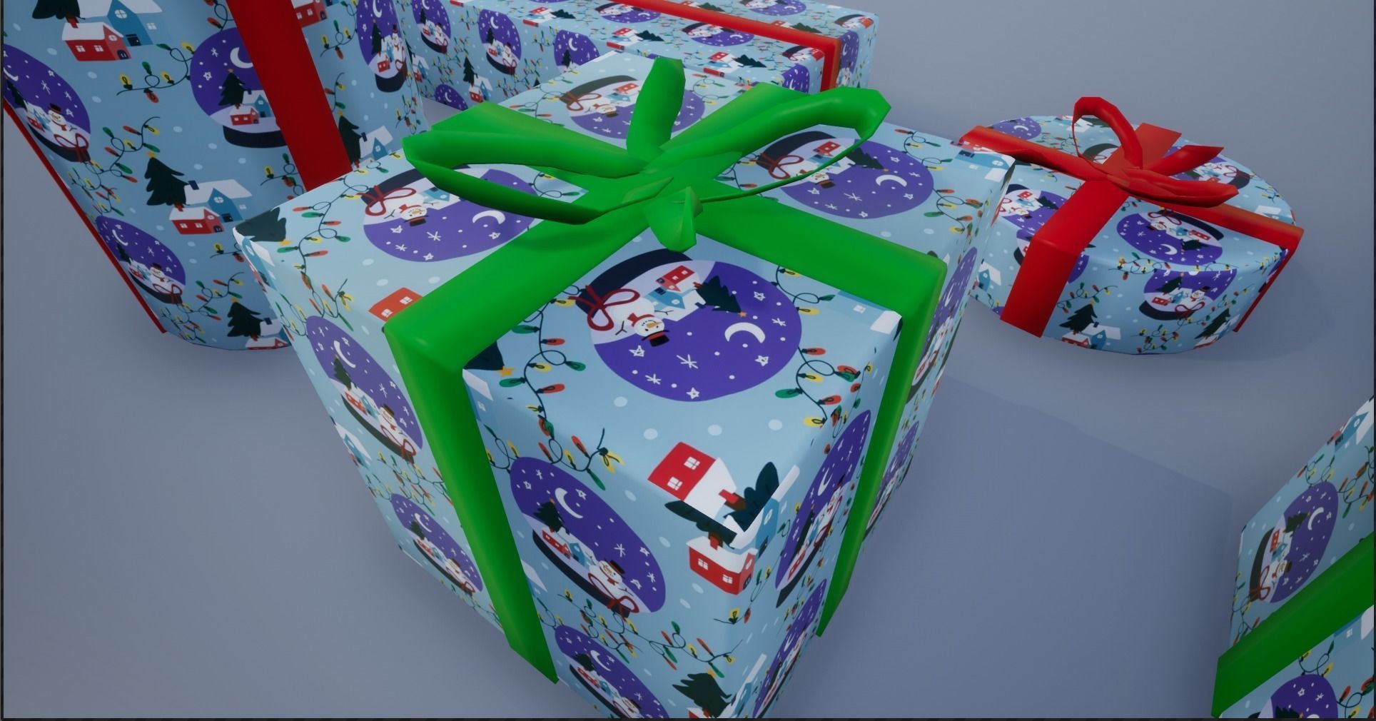 Wrapped Christmas Gifts Low-poly 3D model_23