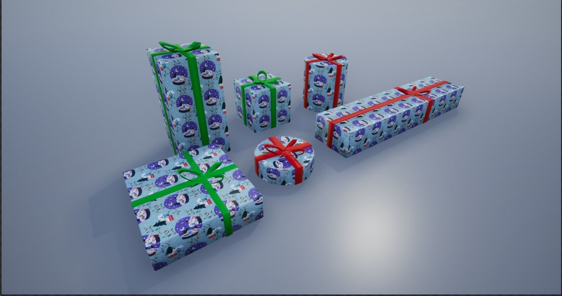 Wrapped Christmas Gifts Low-poly 3D model_20