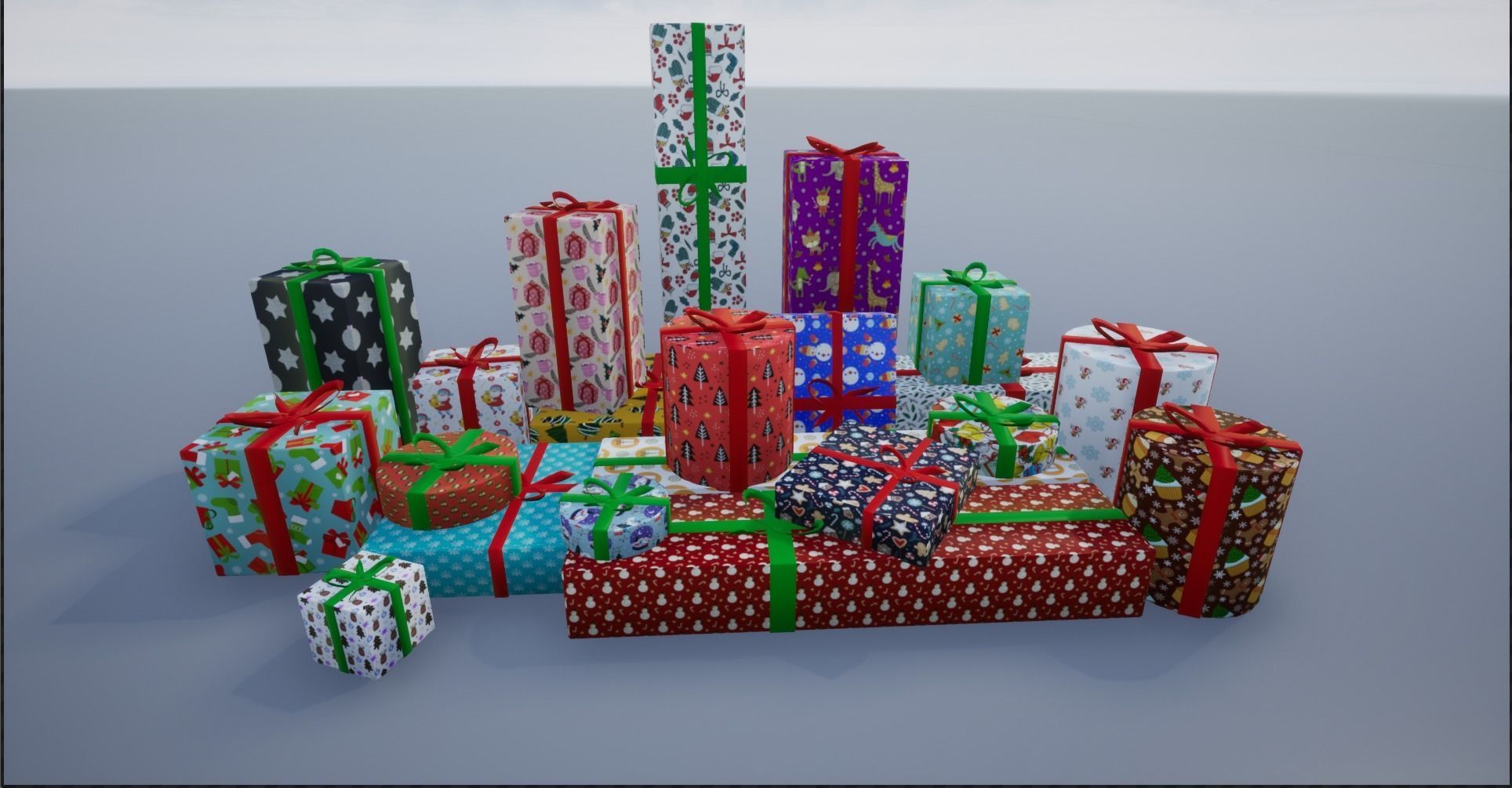 Wrapped Christmas Gifts Low-poly 3D model_18