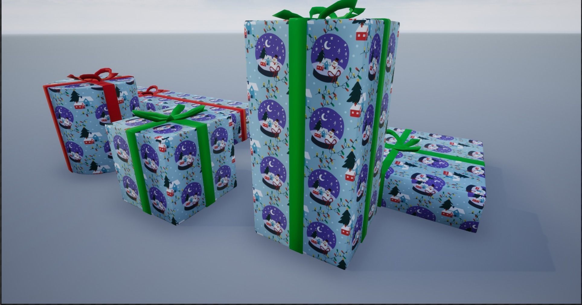 Wrapped Christmas Gifts Low-poly 3D model_21
