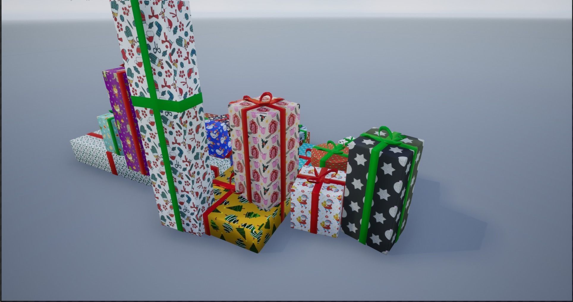Wrapped Christmas Gifts Low-poly 3D model_5