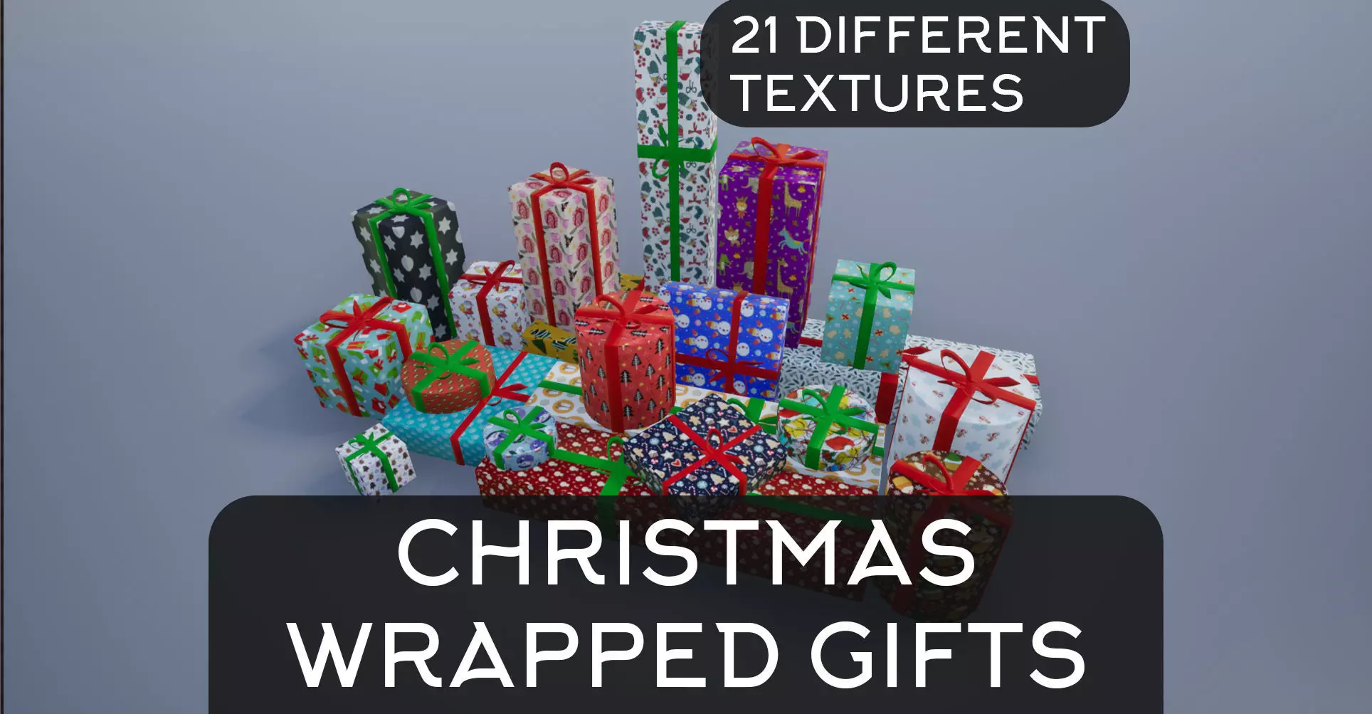 Wrapped Christmas Gifts Low-poly 3D model_0