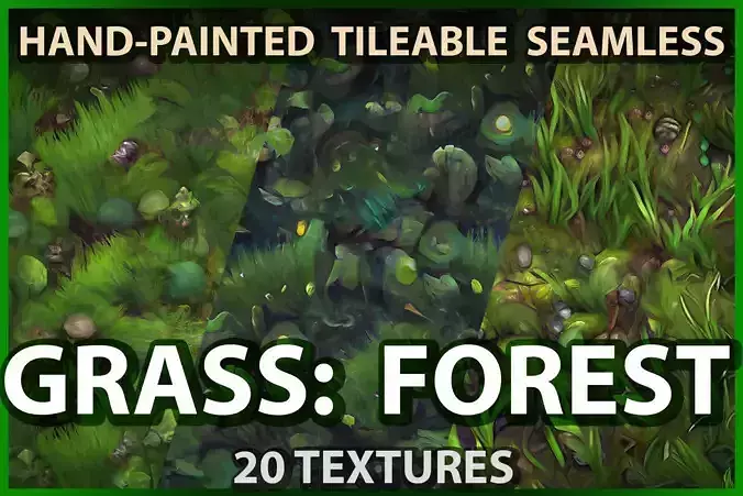 Grass Forest Floor 20 TEXTURES Hand-painted Seamless
