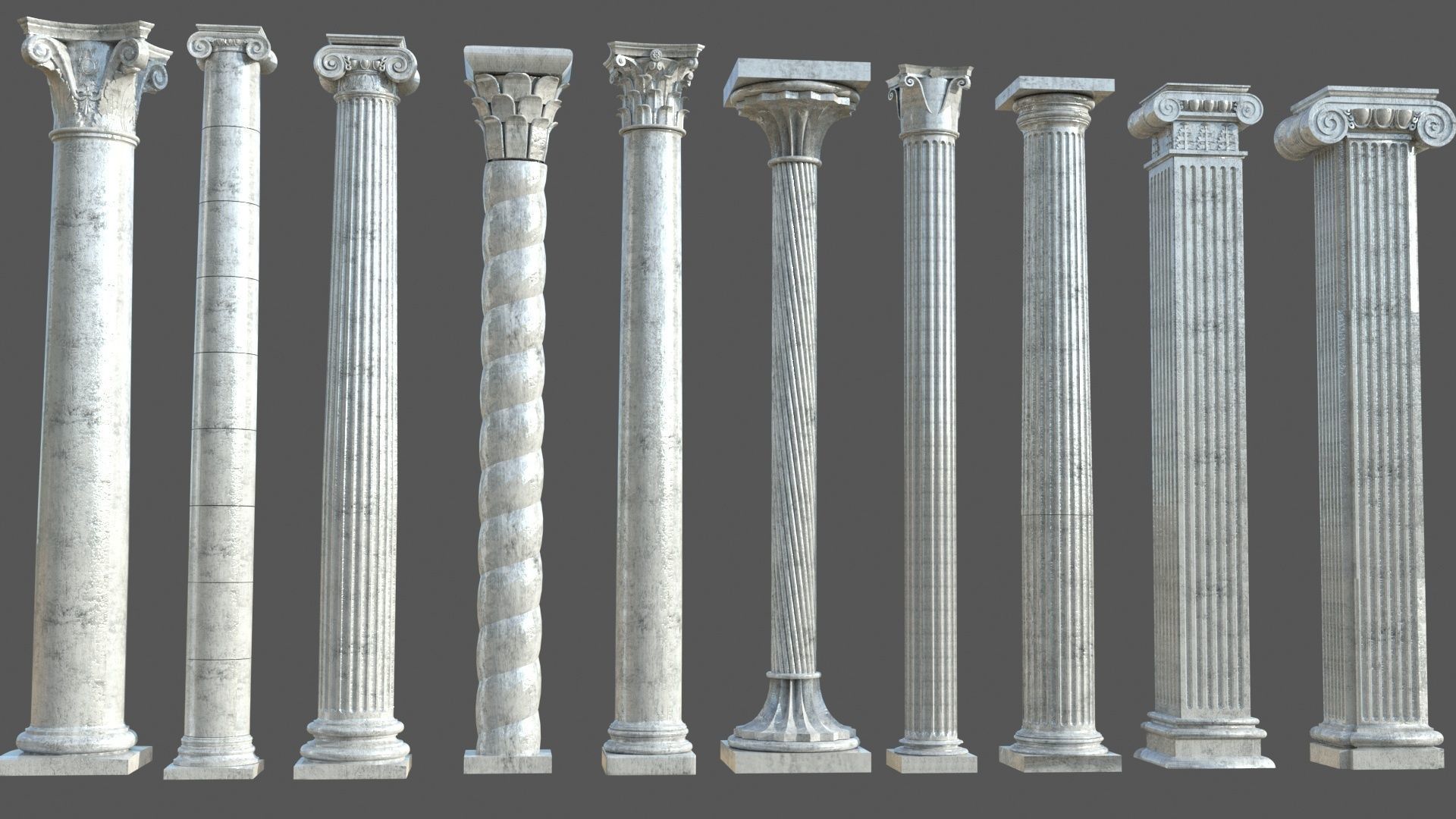 Colone 1 set of marble columns 3D model_4