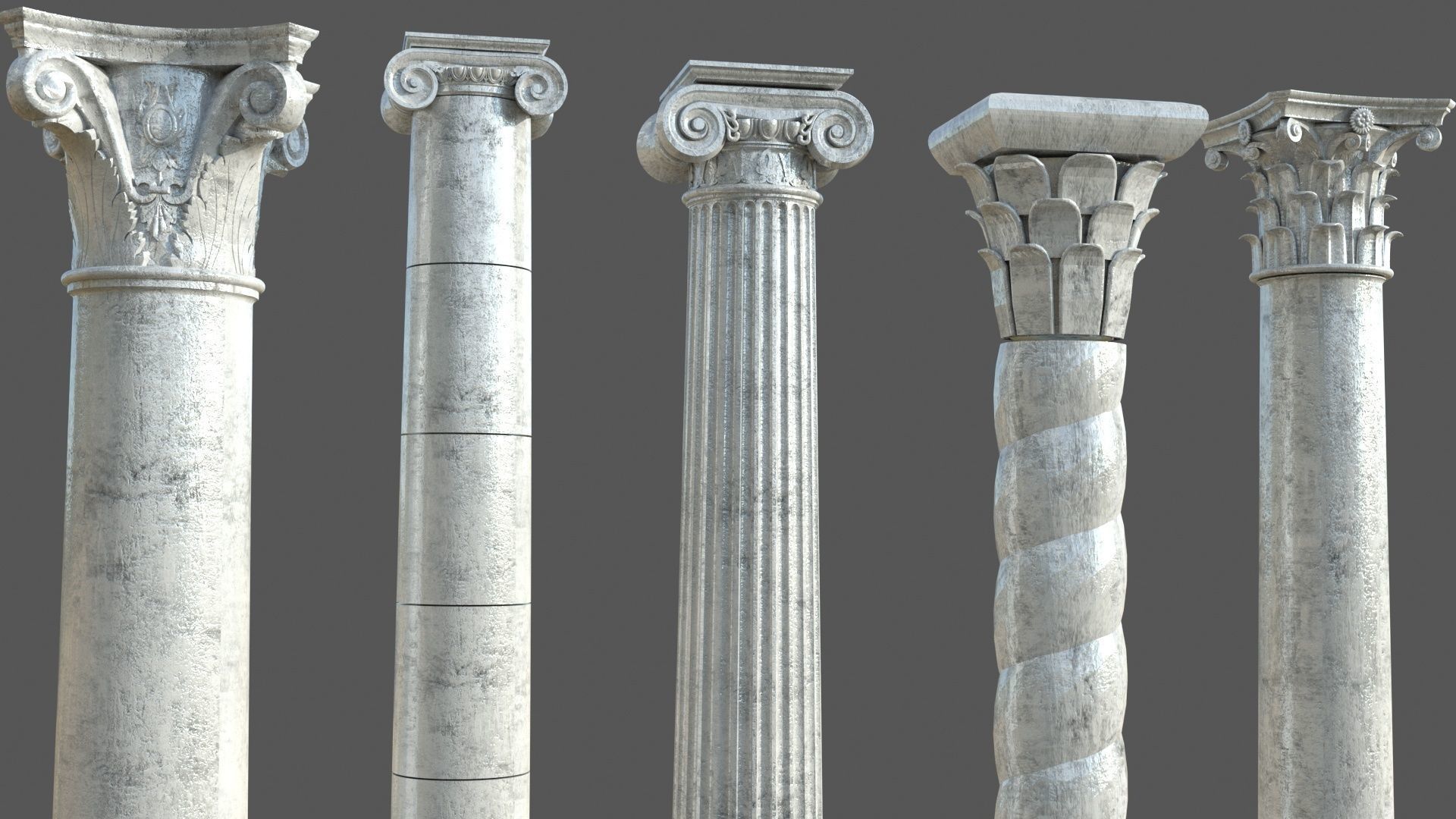 Colone 1 set of marble columns 3D model_9