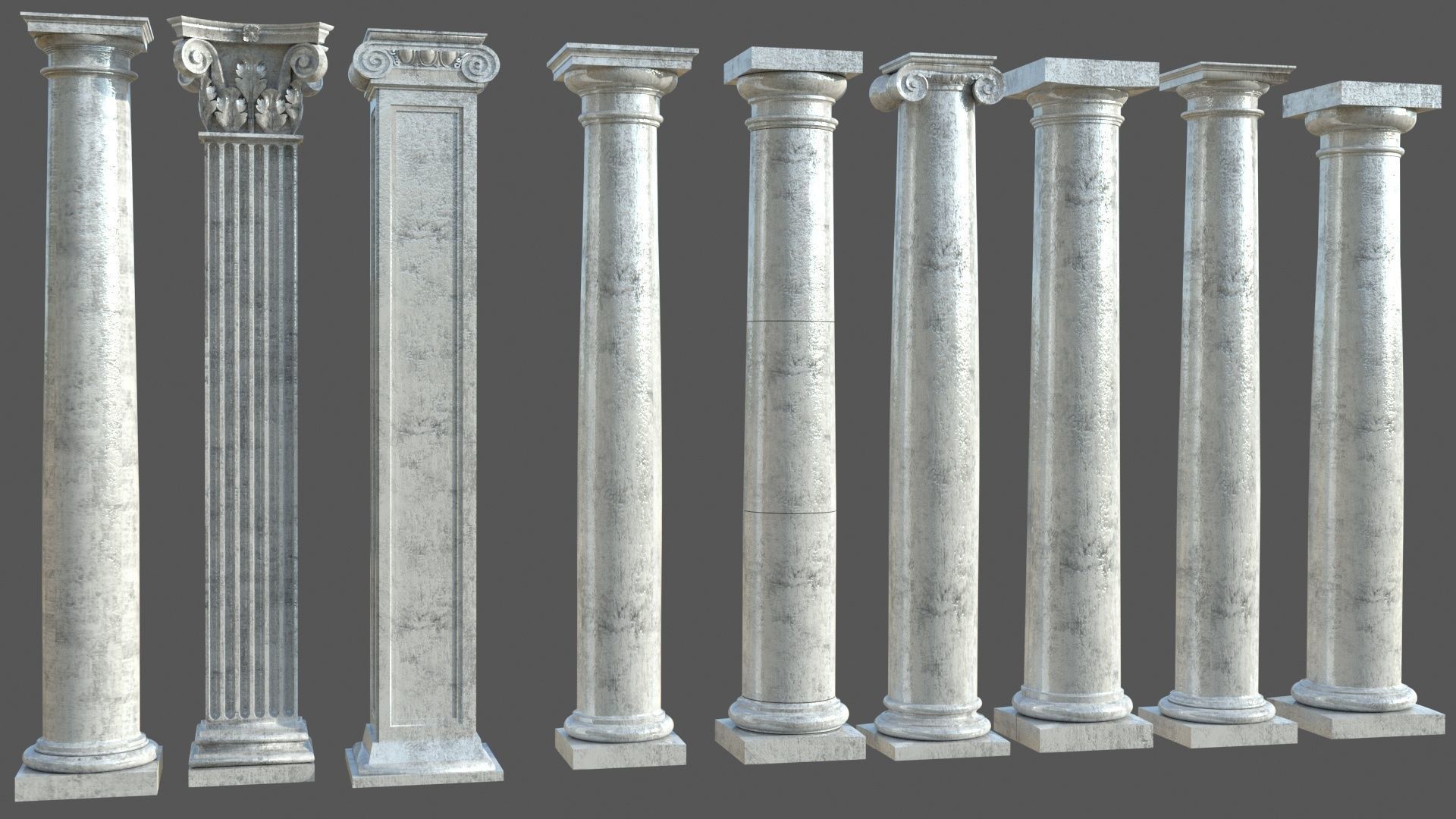 Colone 1 set of marble columns 3D model_3