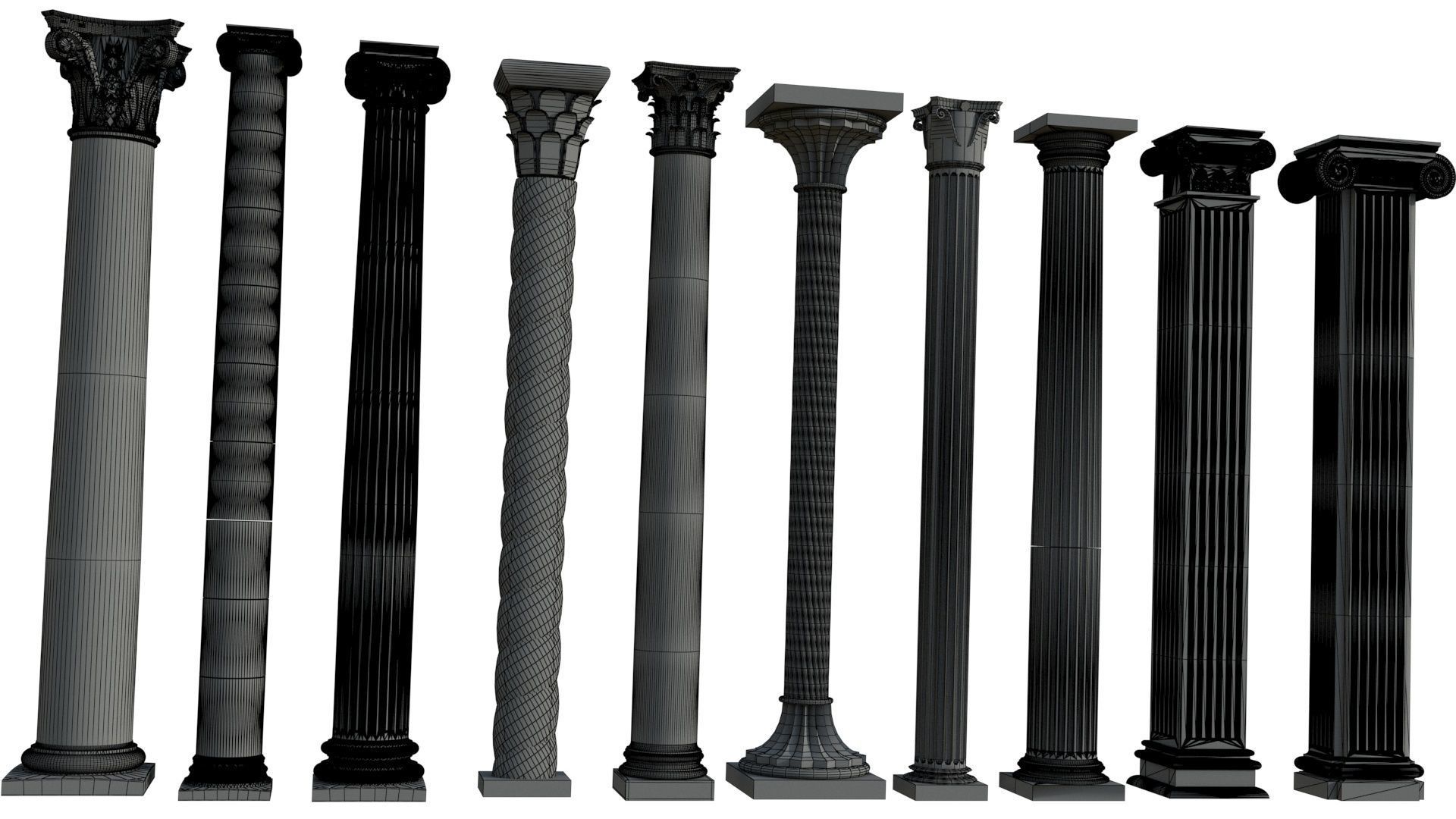 Colone 1 set of marble columns 3D model_15