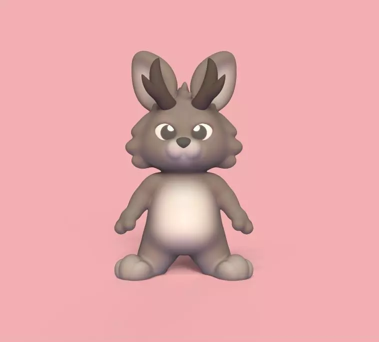 Jackalope bunny figurine 3D print model_0