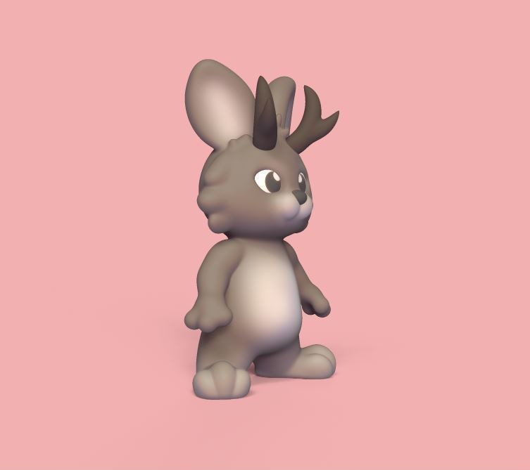 Jackalope bunny figurine 3D print model_1
