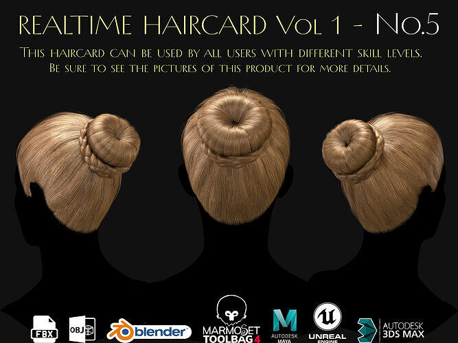 Realtime Haircard Vol 1 - No5 Low-poly 3D model