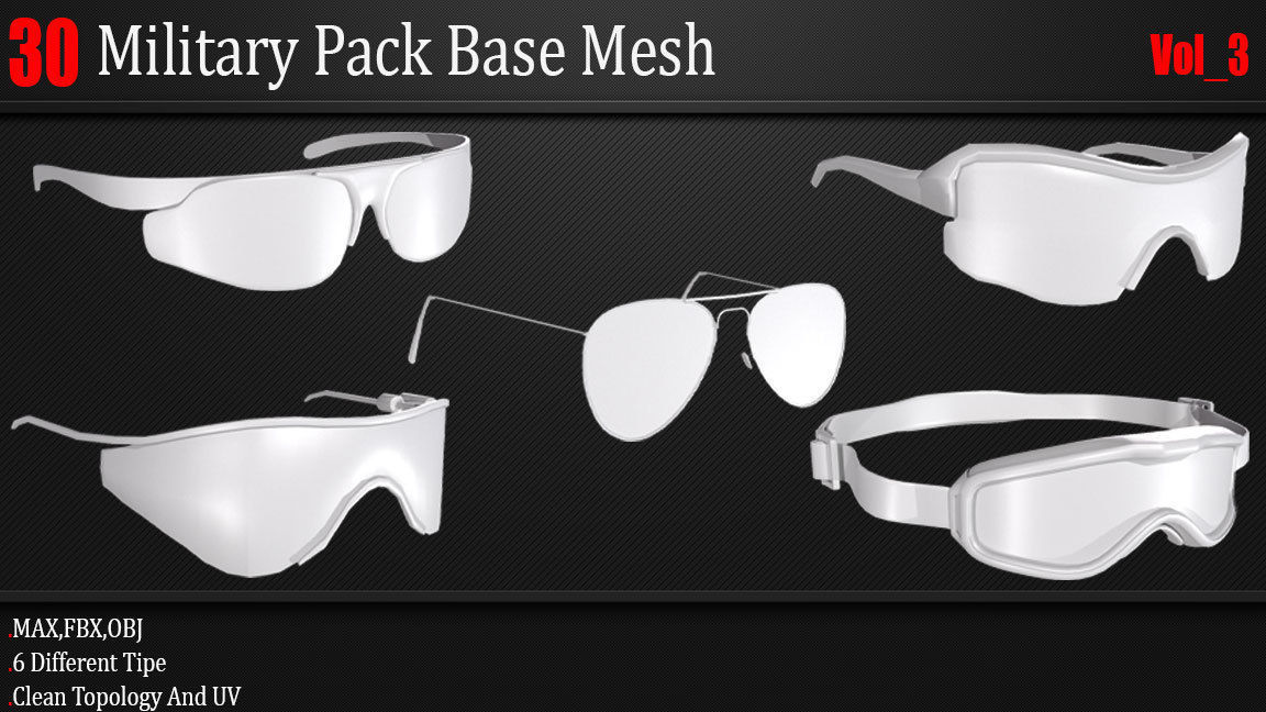 30 Military Pack Base Mesh Vol 03 Game Ready Low-poly 3D model_10