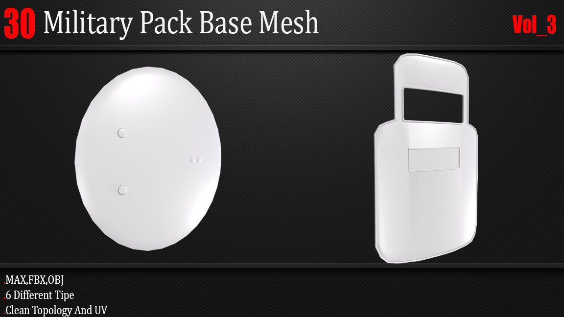 30 Military Pack Base Mesh Vol 03 Game Ready Low-poly 3D model_9