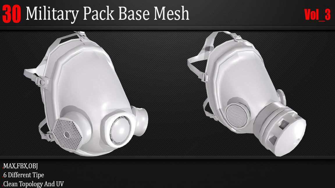 30 Military Pack Base Mesh Vol 03 Game Ready Low-poly 3D model_7