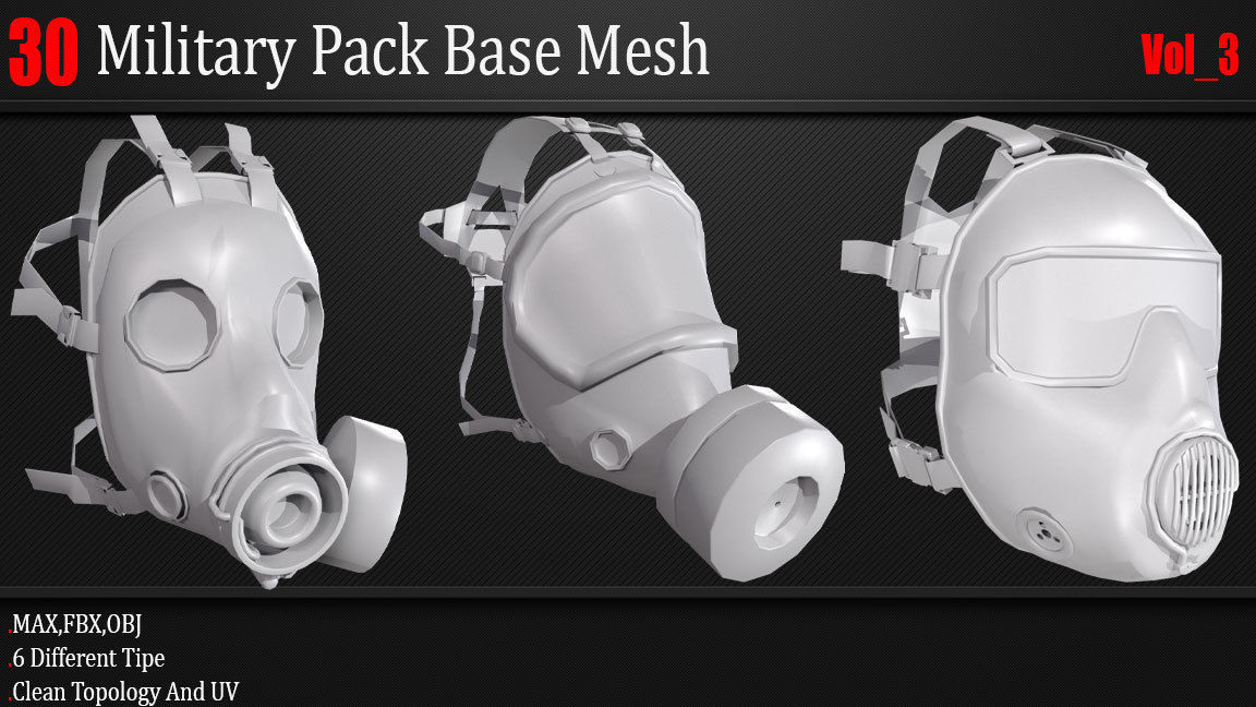 30 Military Pack Base Mesh Vol 03 Game Ready Low-poly 3D model_6