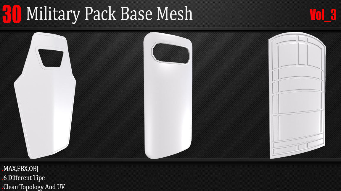 30 Military Pack Base Mesh Vol 03 Game Ready Low-poly 3D model_8