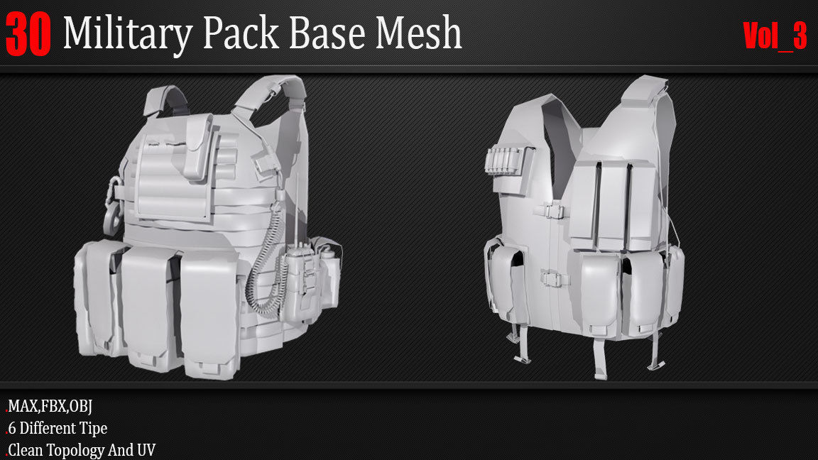 30 Military Pack Base Mesh Vol 03 Game Ready Low-poly 3D model_5