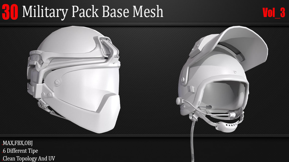 30 Military Pack Base Mesh Vol 03 Game Ready Low-poly 3D model_12