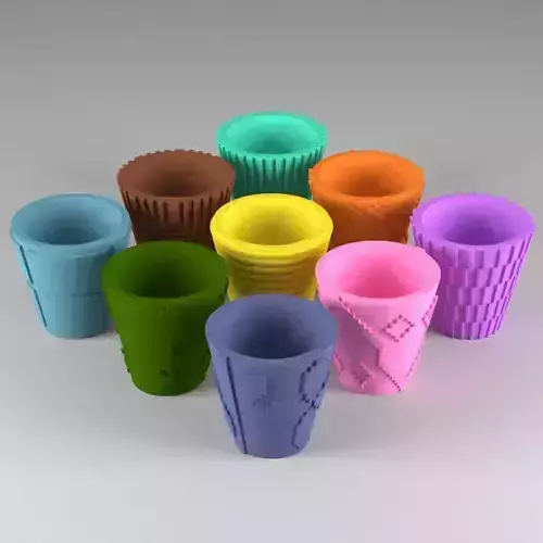 miniature flower pot collection 3D print model