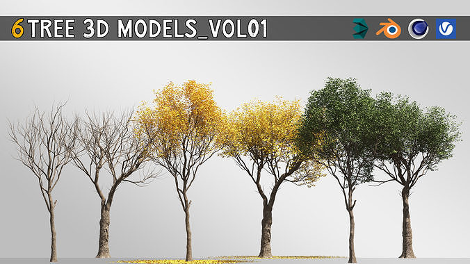 6 tree 3d models  3D model