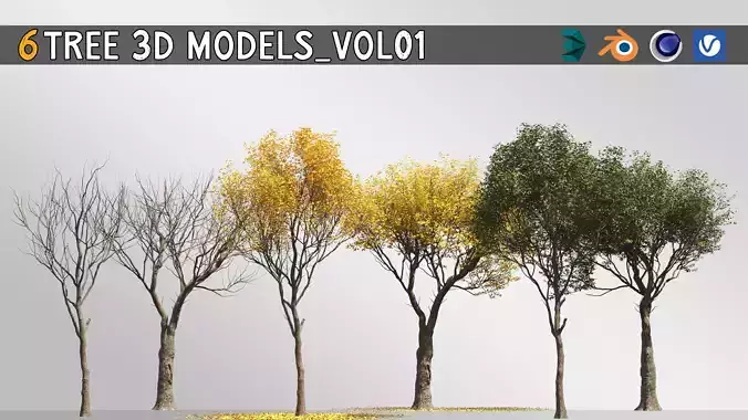 6 tree 3d models 