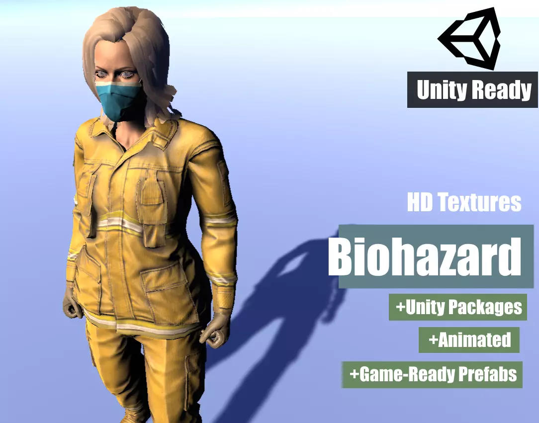 Biohazard Female - animated rigged Female Low-poly 3D model
