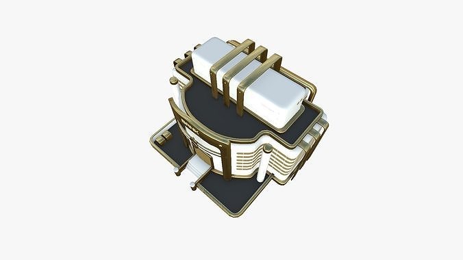 SciFi Bank A11 Gold - Sci Fi Exterior Design Low-poly 3D model 5
