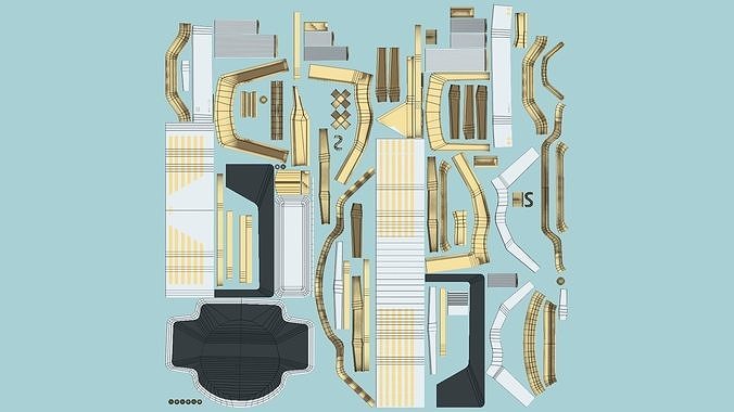 SciFi Bank A11 Gold - Sci Fi Exterior Design Low-poly 3D model 6